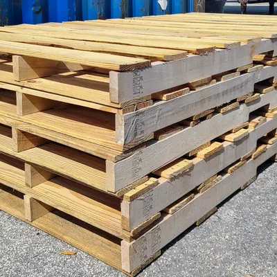 Wooden pallets awaiting processing