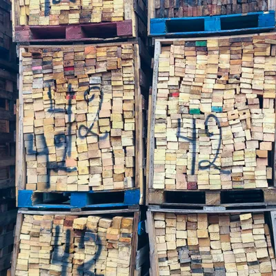 Wood pallets grouped by grade