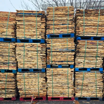 Pallets organized in storage rows